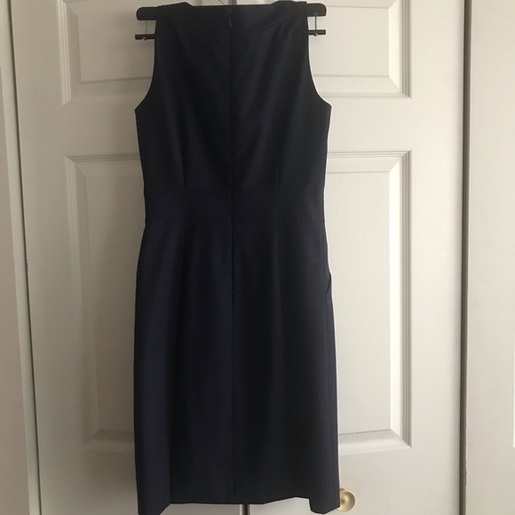 JCrew Suiting Navy Blue pinstripe Wool pocketed Emmaleigh Dress - Picture 3 of 10